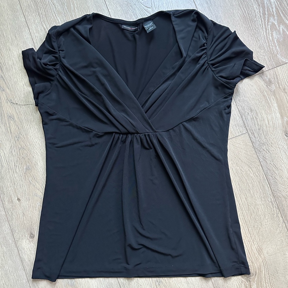New York & Company Black V-Neck Blouse